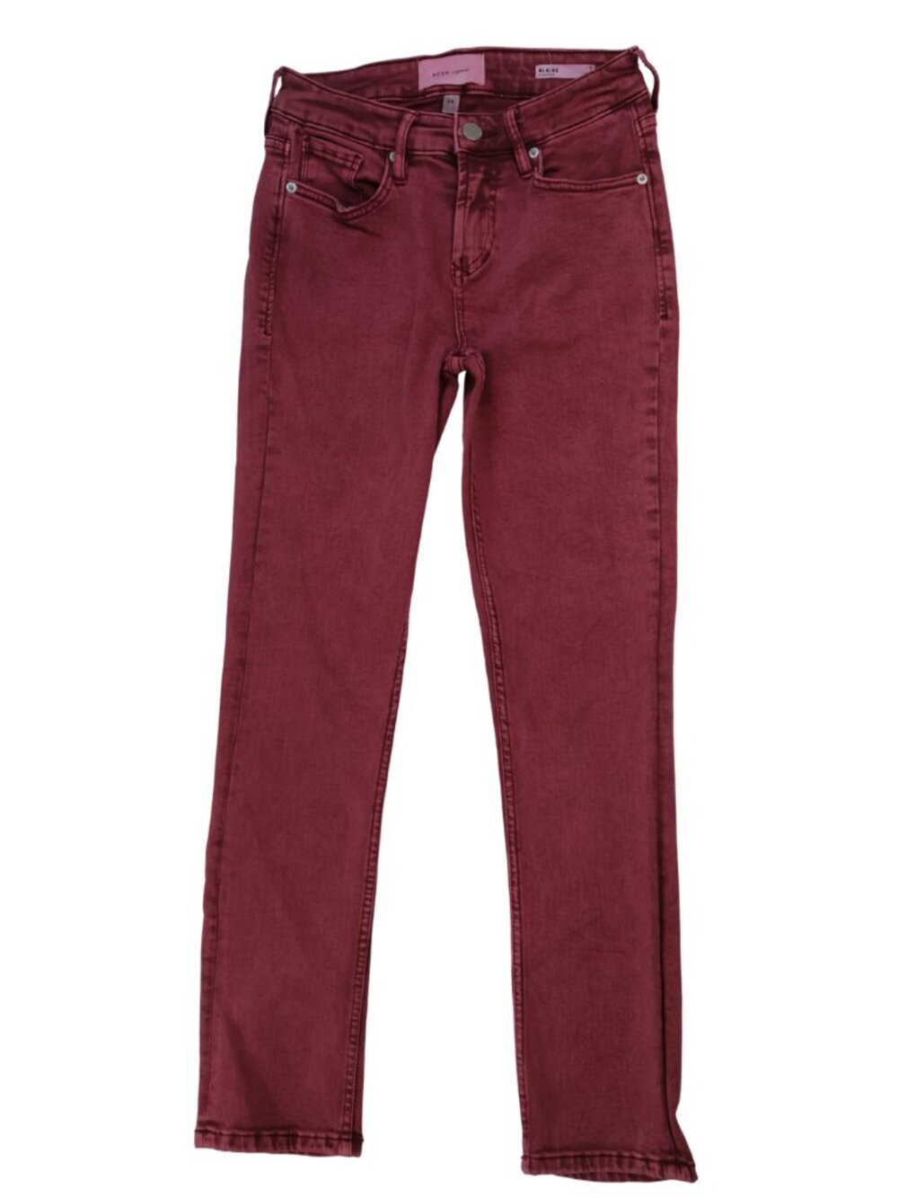 Dear John Blaire Straight Jeans Size 25 Burgundy Stretch Mid Rise Ankle